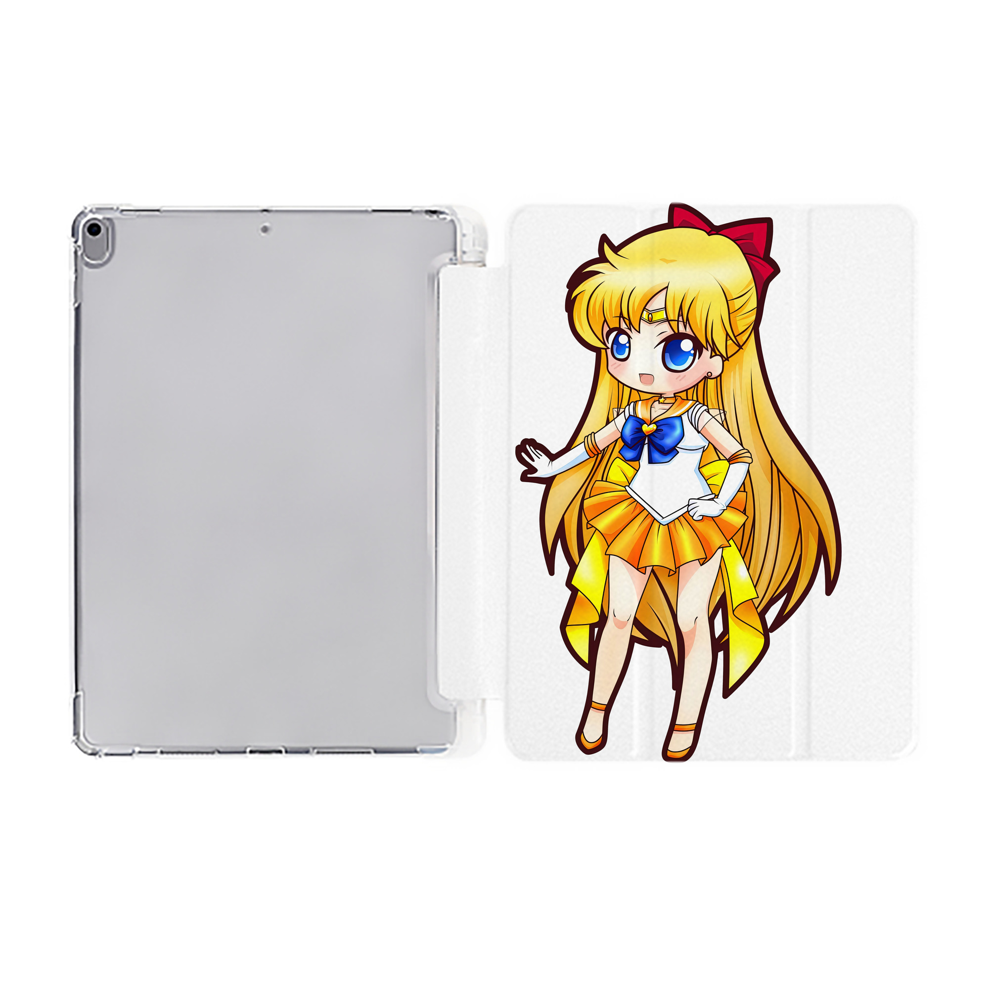 （画像用） 美少女戦士セーラームーン 愛野 美奈子 あいの みなこ Sailor Moon Aino Minako IPad ケース ペン収納付き 三つ折りスタンド PUレザー×シリコン 対応機種9.5/10.5/10.9インチ